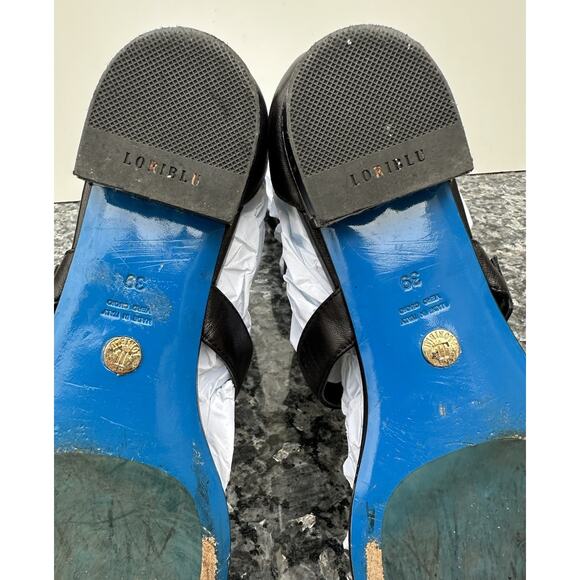 LORIBLU Black Leather Stud Accent Gladiator Tall Sandal SIZE 39 - Picture 9 of 10